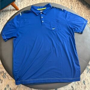 Nike Golf Dri-Fit Mens XL Tour Performance Golf Polo Shirt Pocket Blue Navy